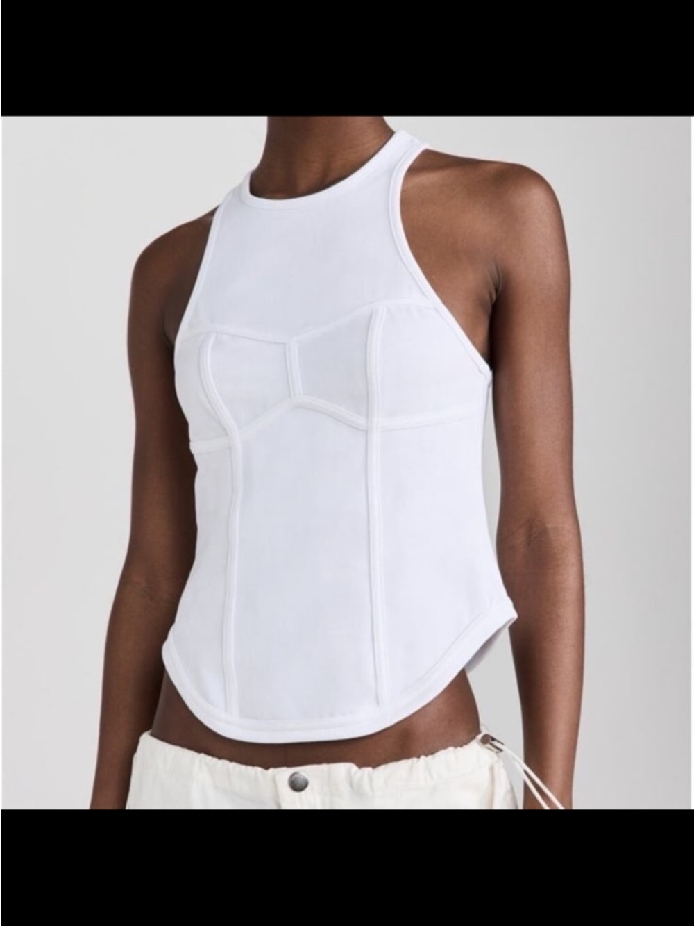 A.L.C. White High-Neck Corset-Style Tank